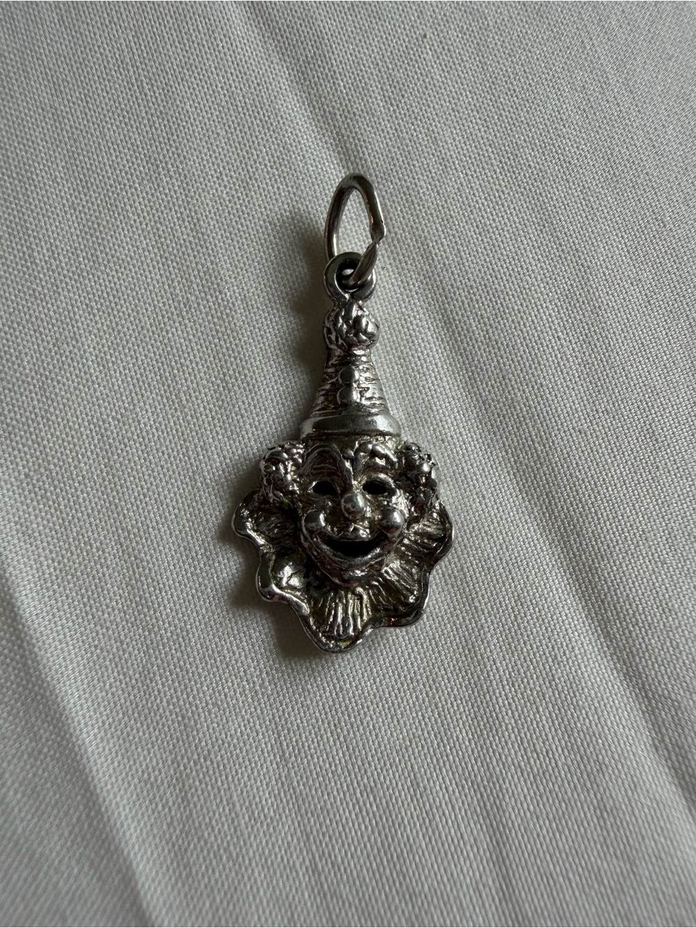 Sterling Silver Clown Charm Pendant - Silver